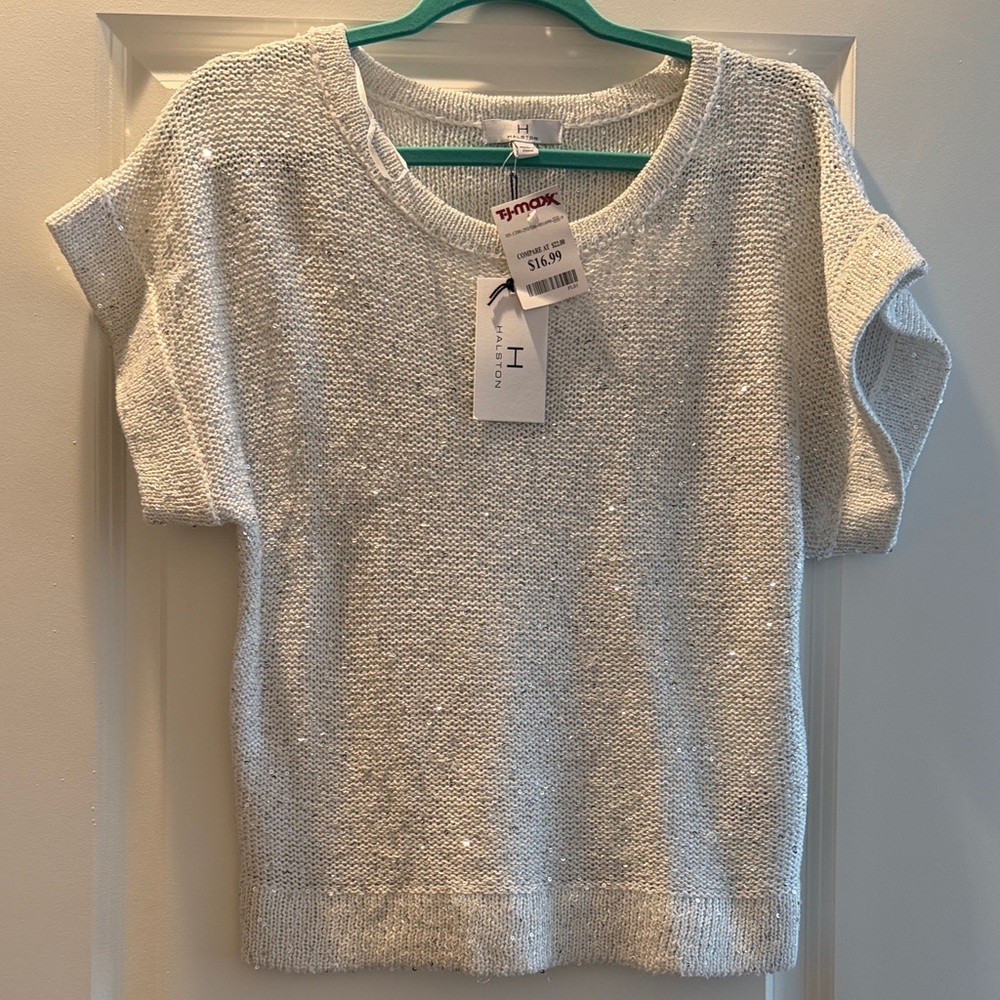 H by Halston Silver Knit Top